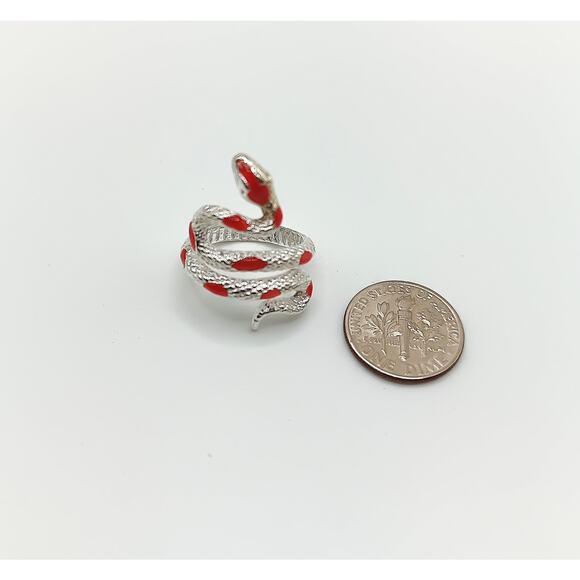 New Adjustable Red Enamel Snake Ring - Picture 5 of 5
